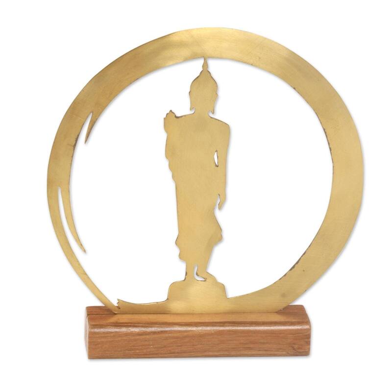 Handmade Standing Buddha Dome Brass Sculpture (Indonesia)