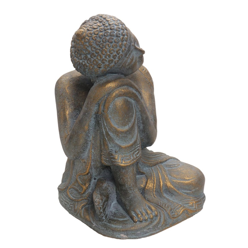 Handmade Buddha Rests Cast Stone Sculpture (Indonesia)