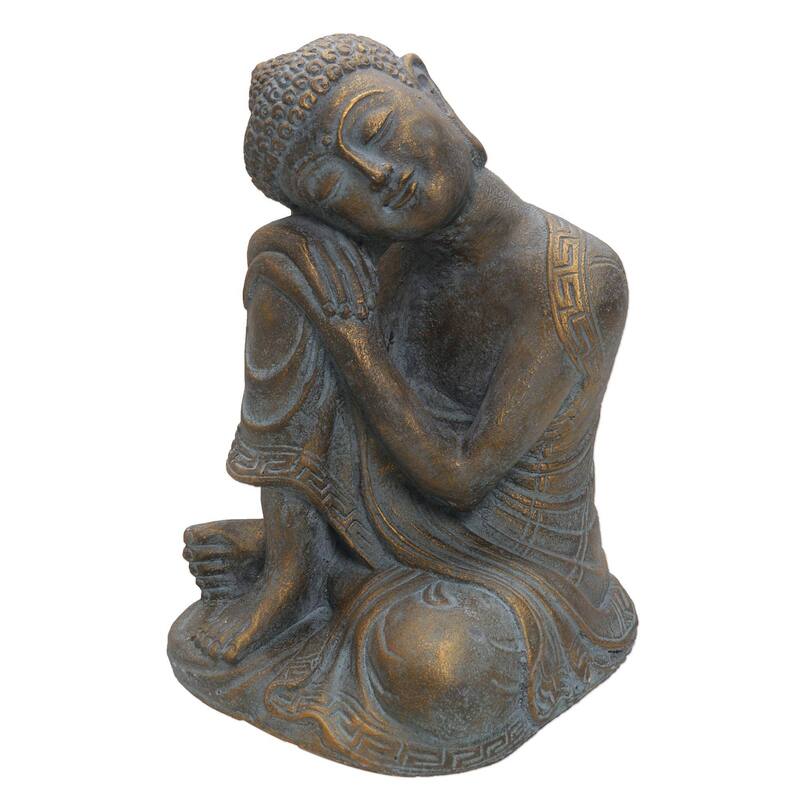 Handmade Buddha Rests Cast Stone Sculpture (Indonesia)