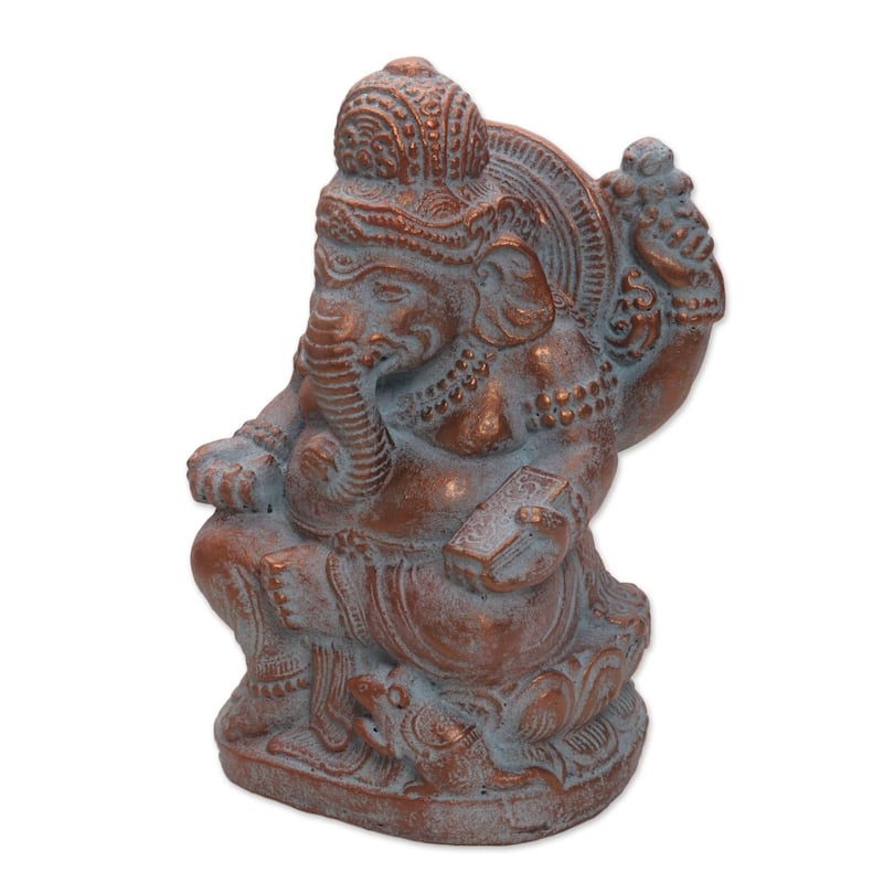 Handmade Ganesha Guardian Cast Stone Statuette (Indonesia)