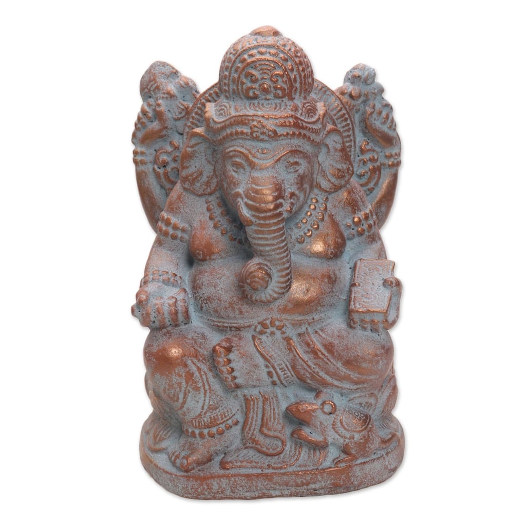 Handmade Ganesha Guardian Cast Stone Statuette (Indonesia)