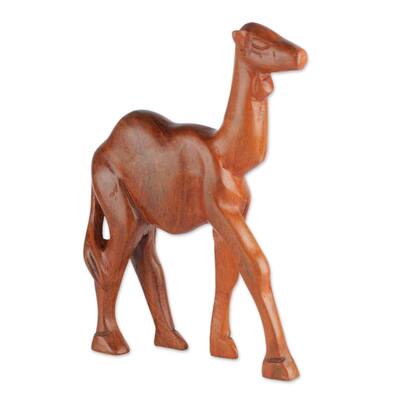 Handmade Walking Camel Wood Sculpture (Ghana)