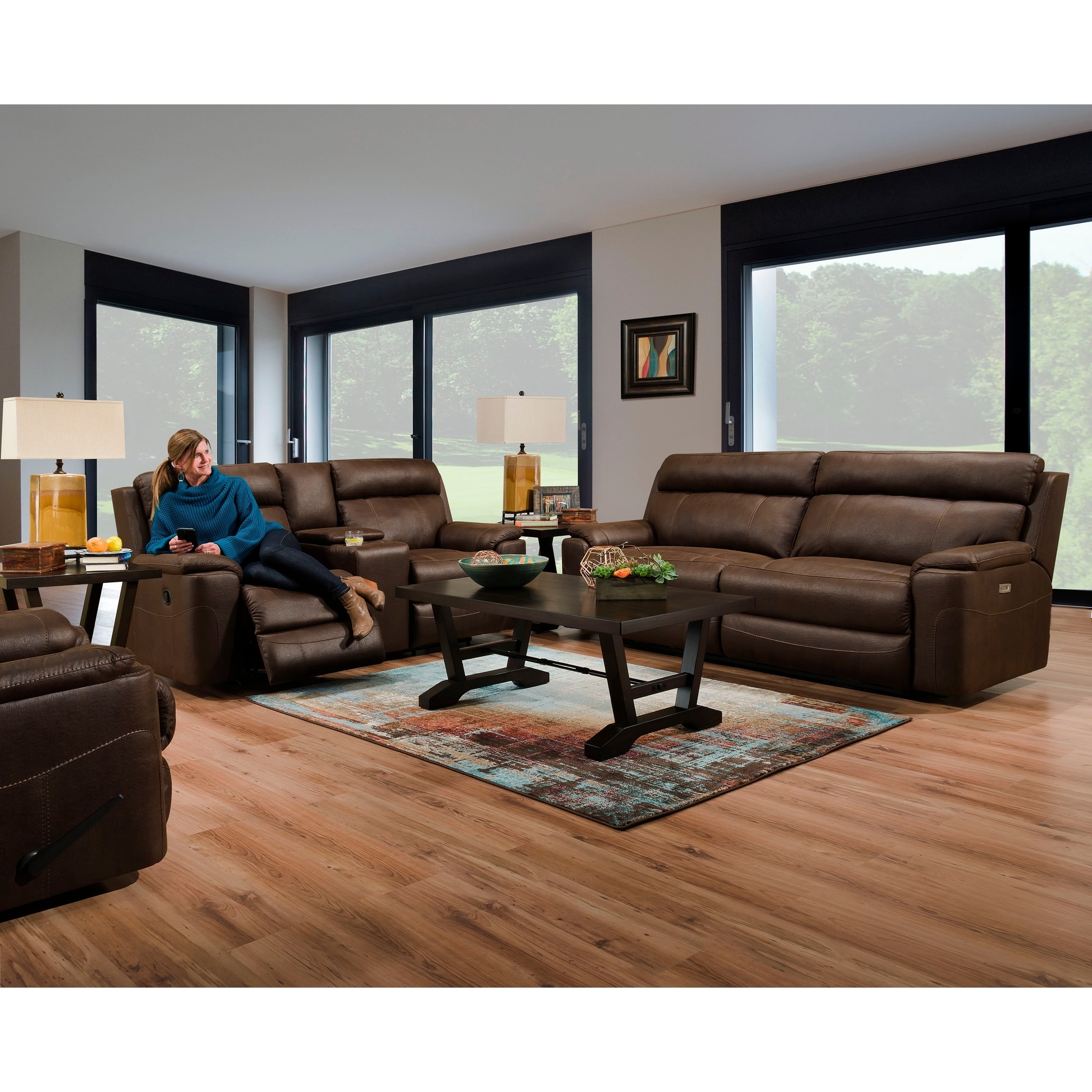 Arima Faux Leather Power Sofa And Loveseat Recliner Set