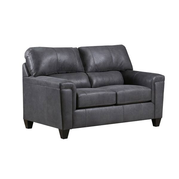 Shop Moa Charcoal Faux Leather Loveseat On Sale Free Shipping