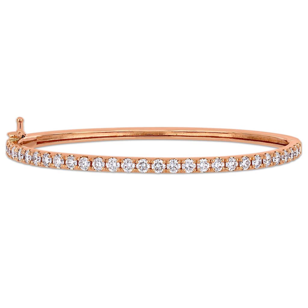 Miadora 14k Rose Gold 2 1/3ct TDW Diamond Tennis Stackable Bangle