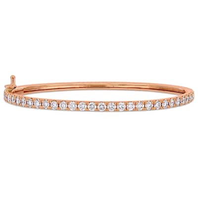 Miadora 14k Rose Gold 2 1/3ct TDW Diamond Tennis Stackable Bangle