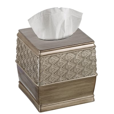 Dublin Square Tissue Box Cover (Brushed Silver)