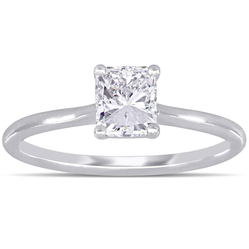 Miadora 18k White Gold 1ct TDW Radiant-Cut Diamond Solitaire Engagement Ring