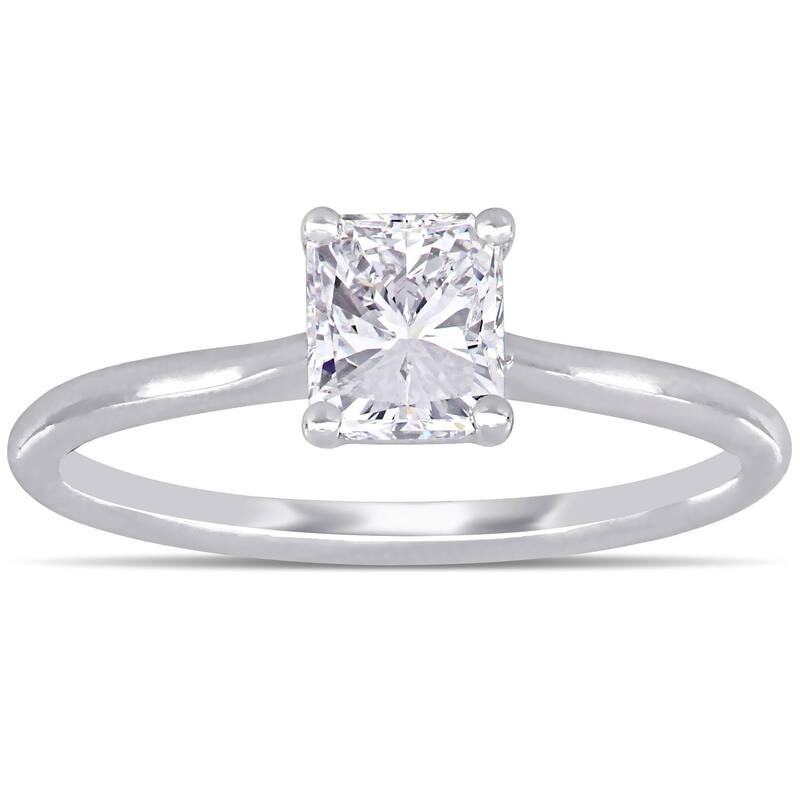 Miadora 18k White Gold 1ct TDW Radiant-Cut Diamond Solitaire Engagement Ring