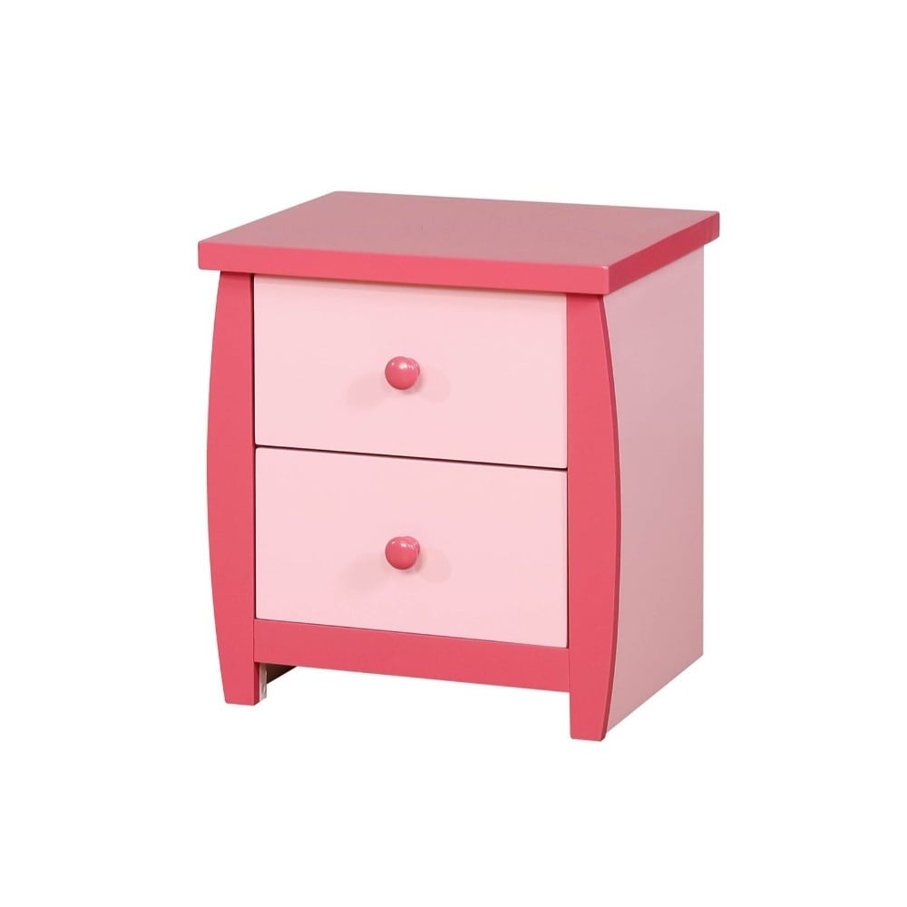 Shop Two Drawer Wooden Nightstand With Round Pull Out Knobs Pink