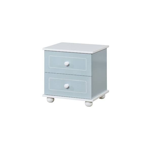 Two Drawer Solid Wood Nightstand With Round Feet Blue And White Overstock 25628700
