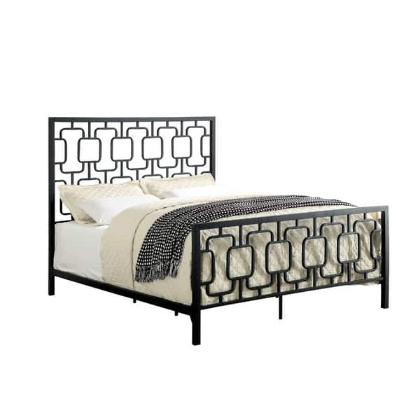 Shop California King Metal Bed With Geometric Pattern Headboard