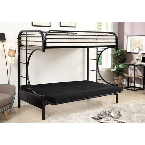 Twin Over Twin Metal Bunk Bed with Side Ladder And C Style Side Rail, Black