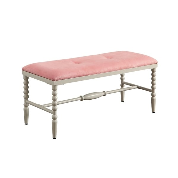 Shop Fabric Upholstered Bench With Metal Beaded Feet