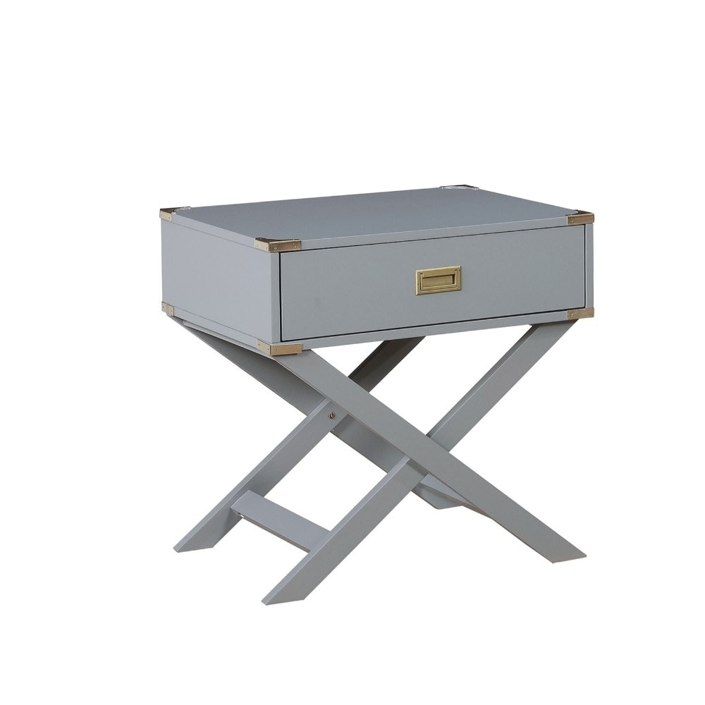 Benzarasolid Wood Side Table With X Shaped Legs And Spacious Drawer Gray Dailymail