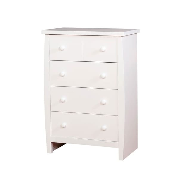 Four Drawer Solid Wood Chest With Round Pull Out Knobs White