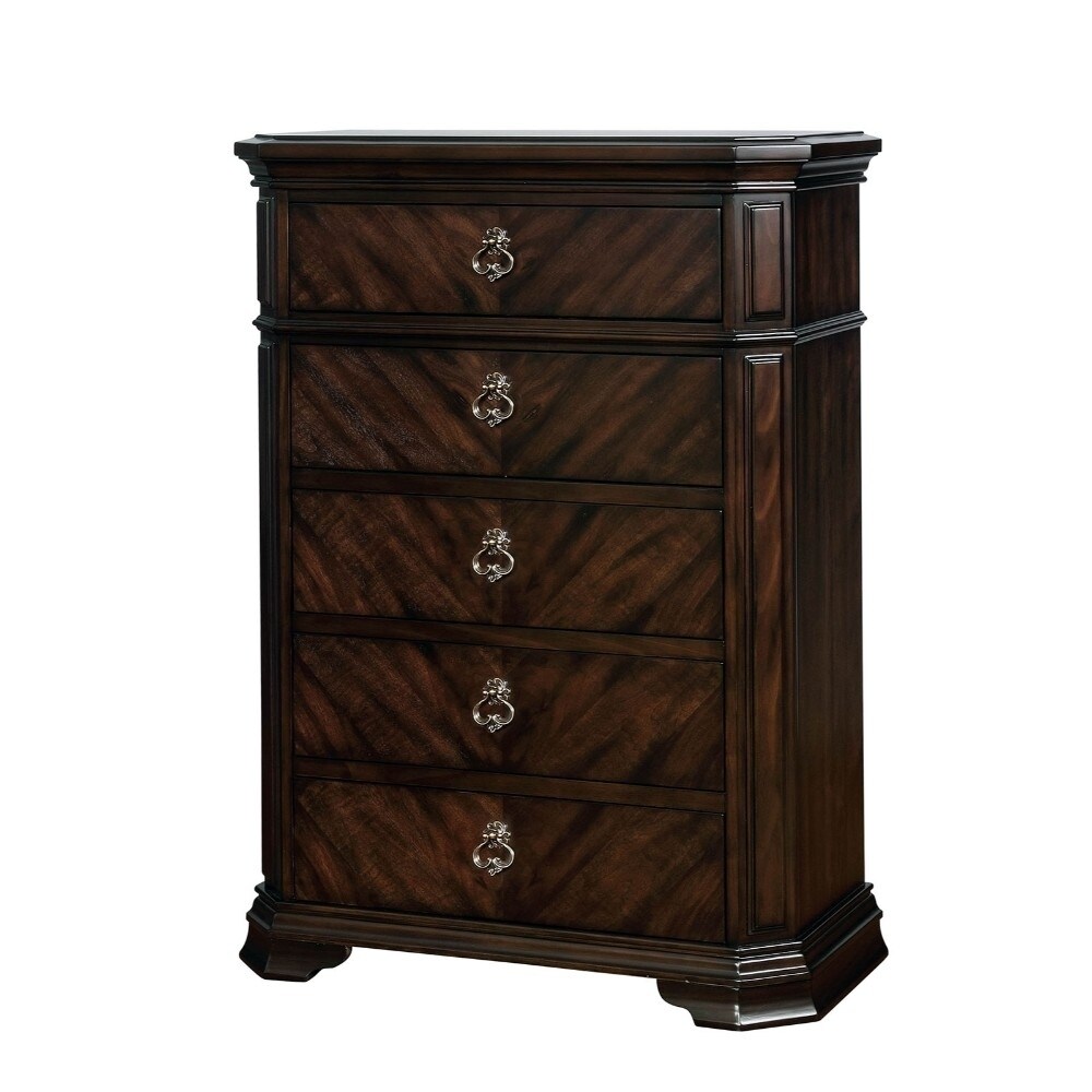 Shop Five Drawer Solid Wood Chest With Clipped Corner Espresso