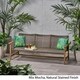 Hampton Outdoor Wood and Wicker Sofa by Christopher Knight Home - Thumbnail 1