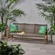 Hampton Outdoor Wood and Wicker Sofa by Christopher Knight Home - Thumbnail 0