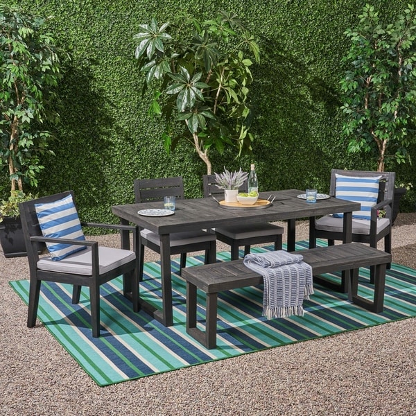 Shop Nestor Outdoor 6-Seater Acacia Wood Dining Set with ...