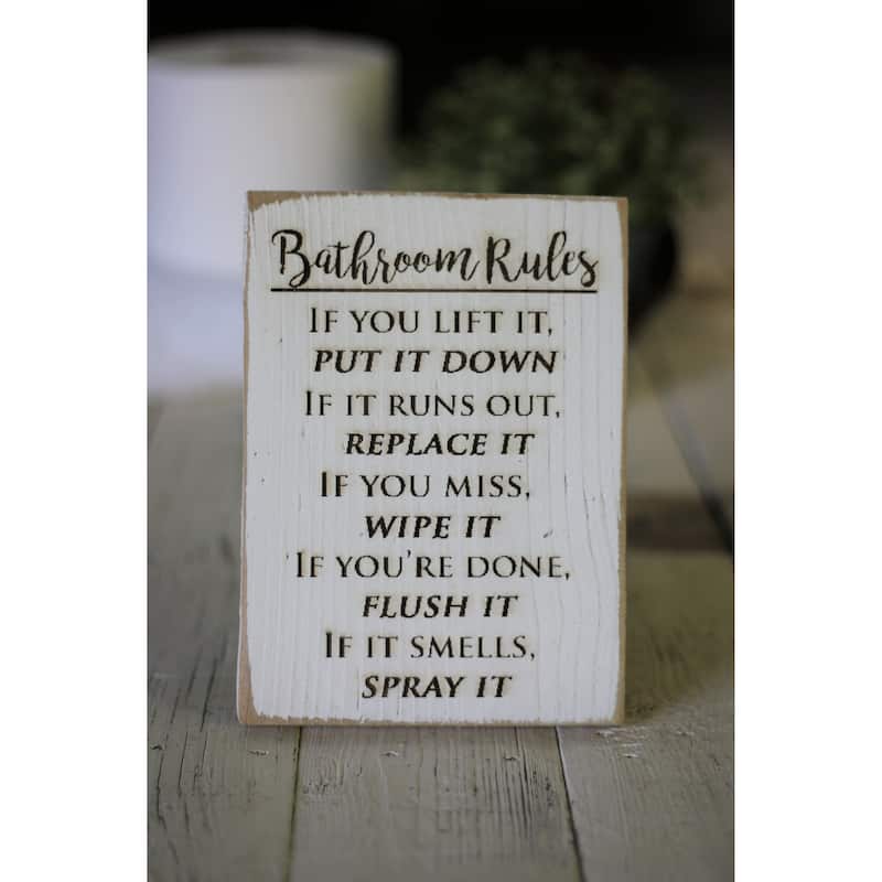 Farmhouse Bathroom Signs 5x7 - bathroom rules/White