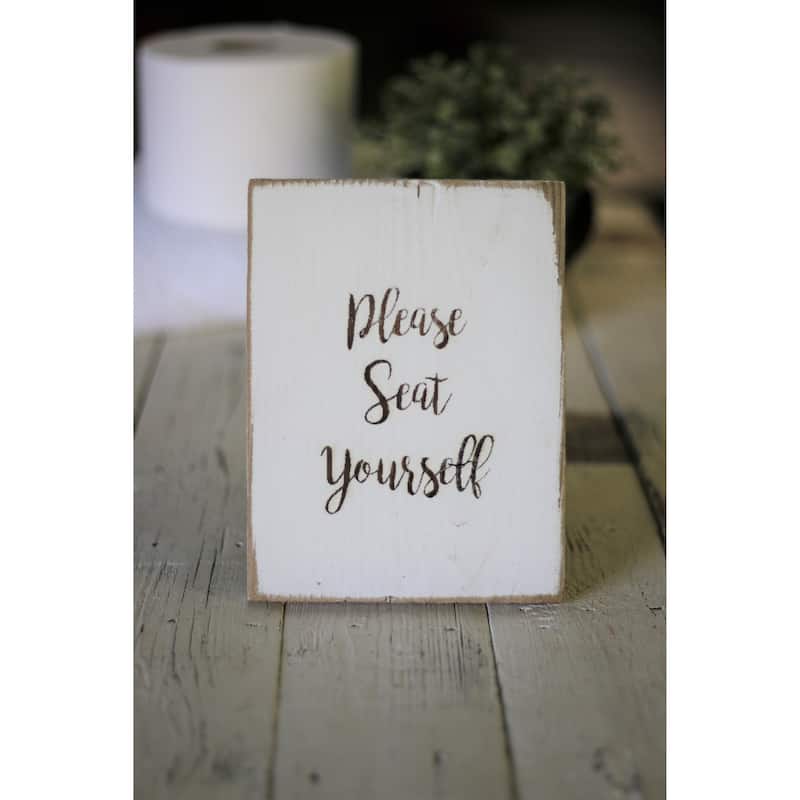 Farmhouse Bathroom Signs 5x7 - please seat yourself/Natural