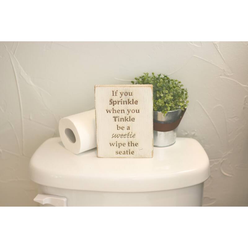 Farmhouse Bathroom Signs 5x7 - sprinkle tinkle/White