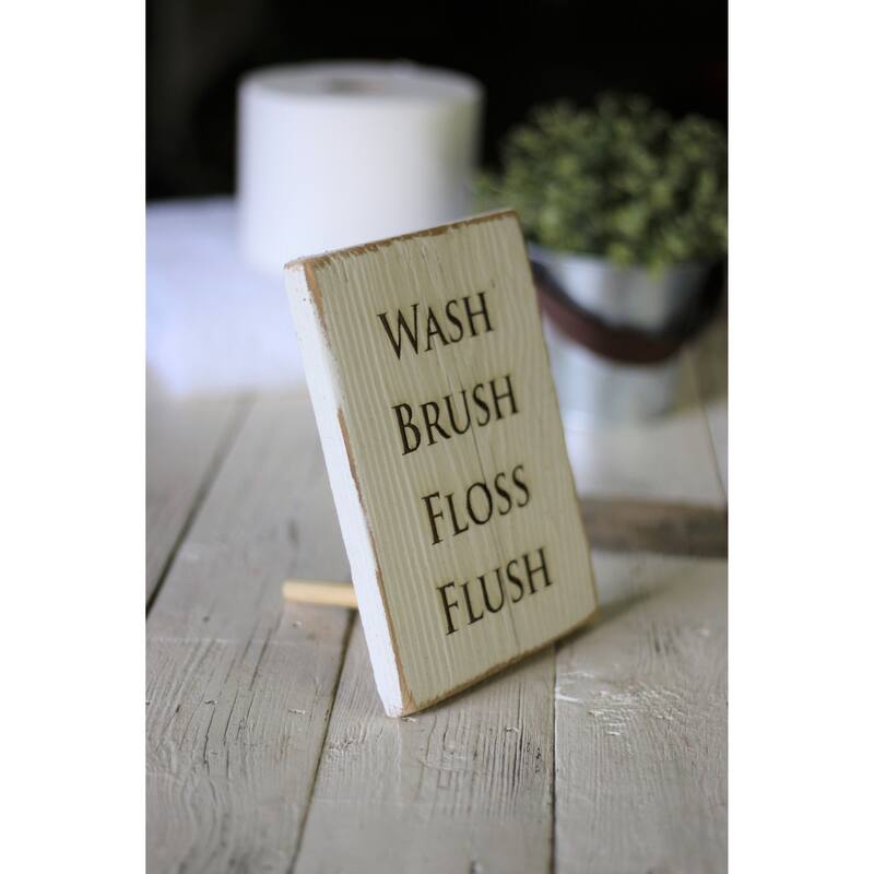 Farmhouse Bathroom Signs 5x7 - wash brush floss flush/White
