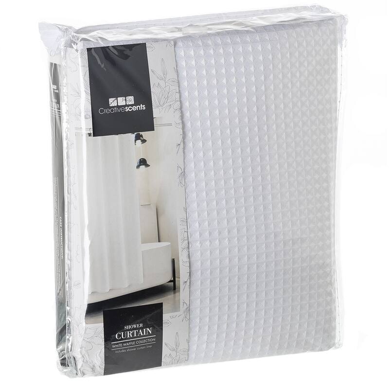 White Waffle Shower Curtain with PEVA liner (72 x 72 in.)