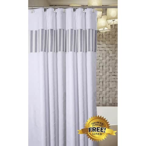 Quilted Mirror Shower Curtain, Includes PEVA Liner, 72 x 72 inch