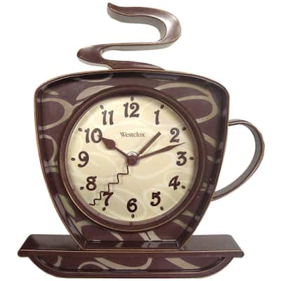 Westclox 8" Analog Quartz Coffee Cup Brown Wall Clock 32038