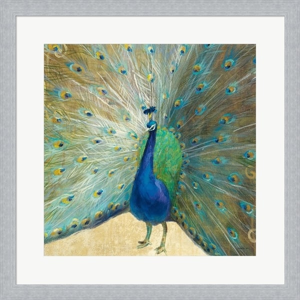 Danhui Nai 'Blue Peacock Cream' Framed Art Overstock 25633680