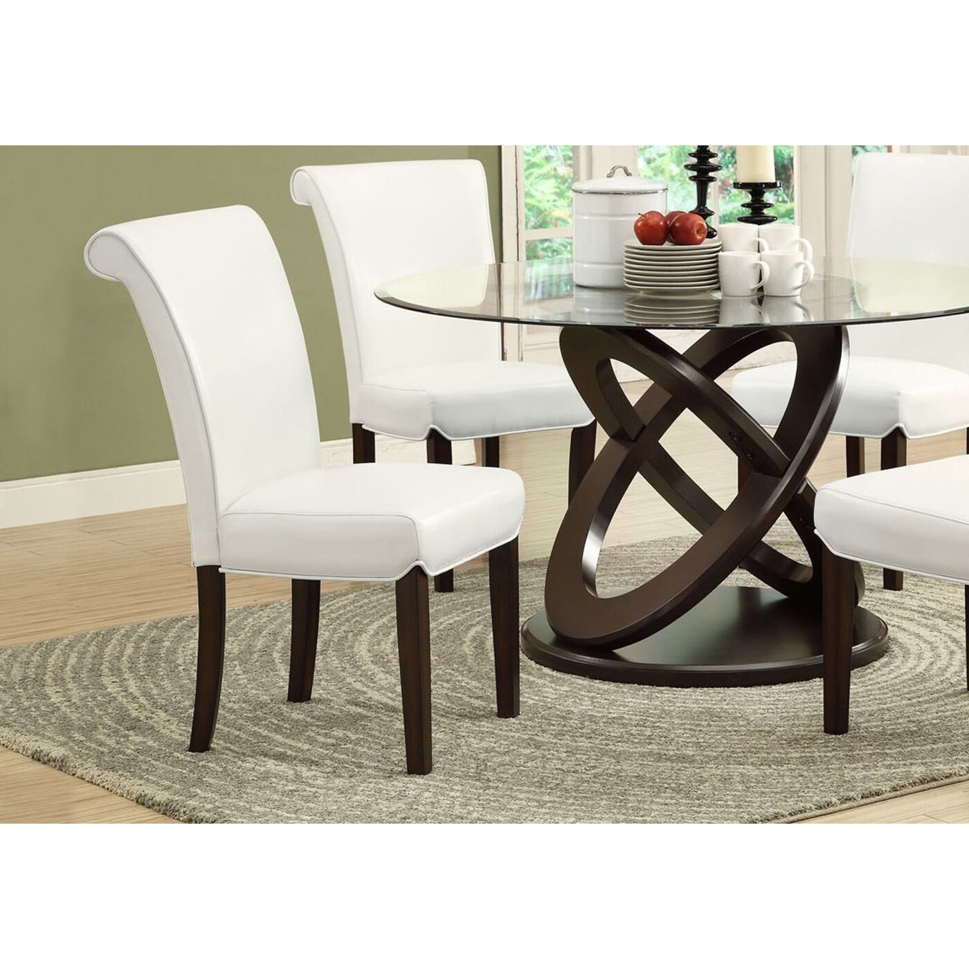 Dining Chair 2pcs 39 H Taupe Leather Look On Sale Overstock 25634160