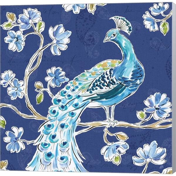 Daphne Brissonnet 'Peacock Allegory IV Blue' Canvas Art - Overstock ...