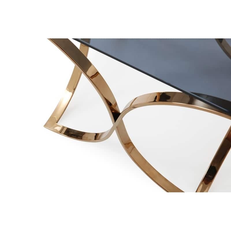 Modrest Reklaw Modern Smoked Glass & Rosegold End Table