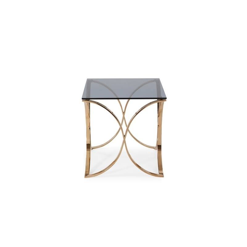 Modrest Reklaw Modern Smoked Glass & Rosegold End Table