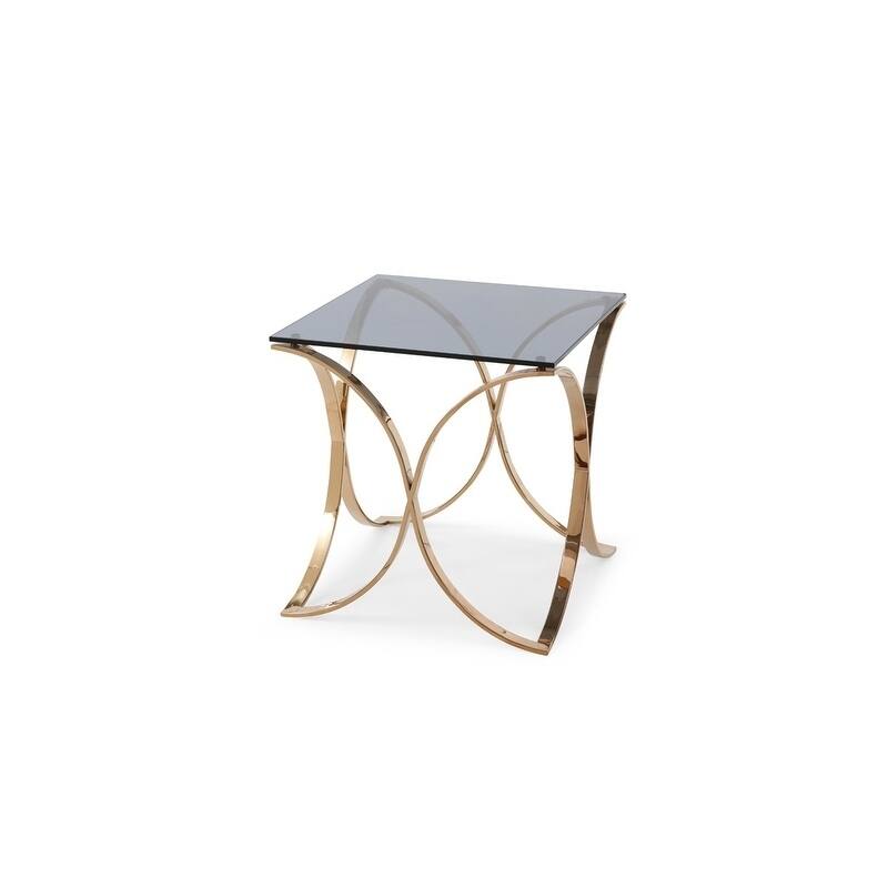 Modrest Reklaw Modern Smoked Glass & Rosegold End Table