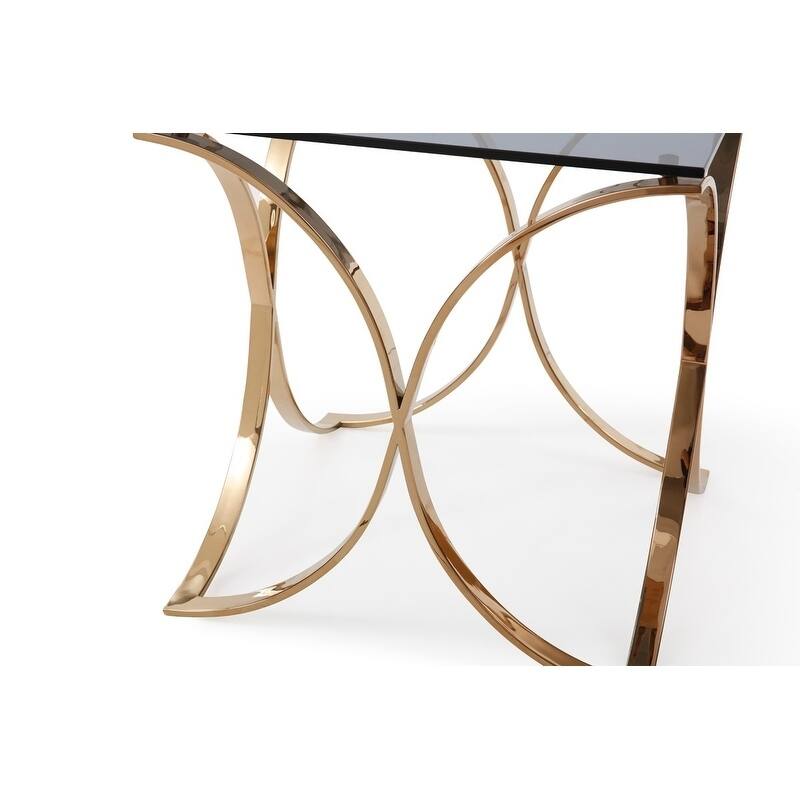 Modrest Reklaw Modern Smoked Glass & Rosegold End Table