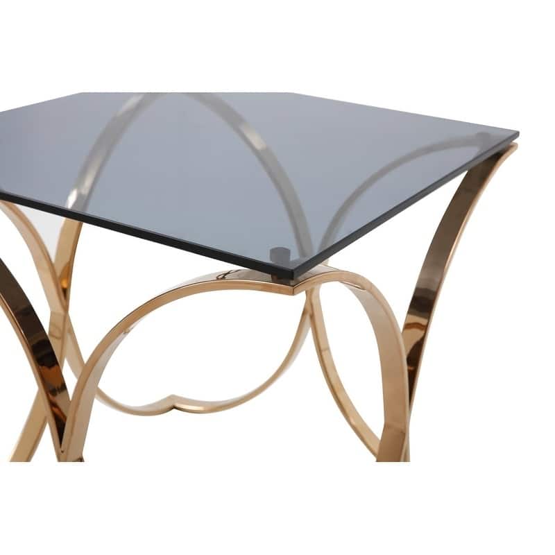 Modrest Reklaw Modern Smoked Glass & Rosegold End Table