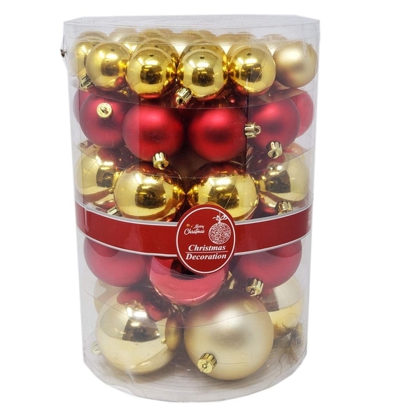 Christmas Festive Holiday Shiny Ball Ornaments Set of 57PCs Mixed