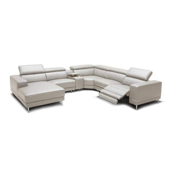 Divani Casa Wade Light Grey Leather Sectional Sofa 2 Wade Light Grey Leather Sectional Sofa