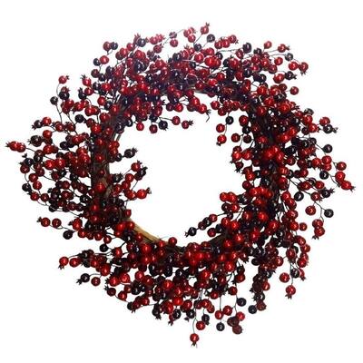 Two-tone red and burgundy berry wreath