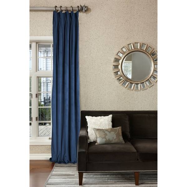 Shop Milan Luxurious Lapis Blue Velvet Pinch Pleat Lined Drapery