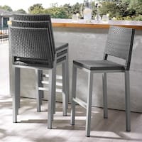 Havenside Home Plymouth Patio Aluminum 30-inch Outdoor Wicker Bar Stools (Set of 4)