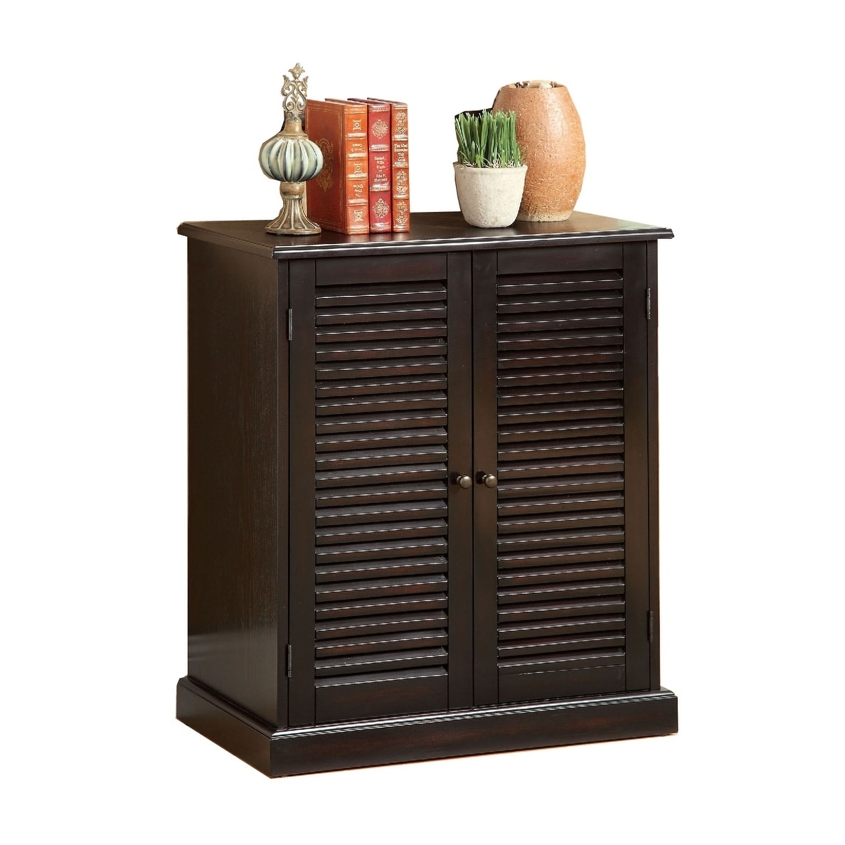 Shop Wooden Shoe Cabinet With Louvered Design Doors And Five