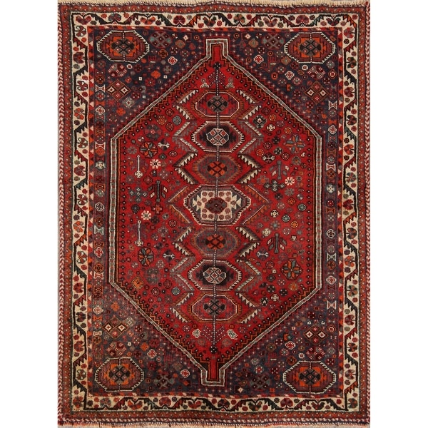 Hand Made Wool Traditional Shiraz Persian Area Rug - 5'0" x 3'8"
