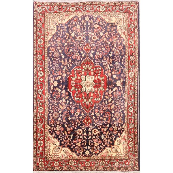 Handmade Wool Vintage Floral Sarouk Persian Area Rug - 6'10" x 4'4"