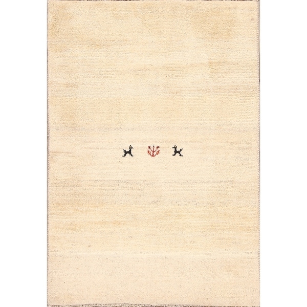 Traditional Handmade Wool Little Animal Gabbeh Shiraz Persian Area Rug - 4'8" x 3'3"