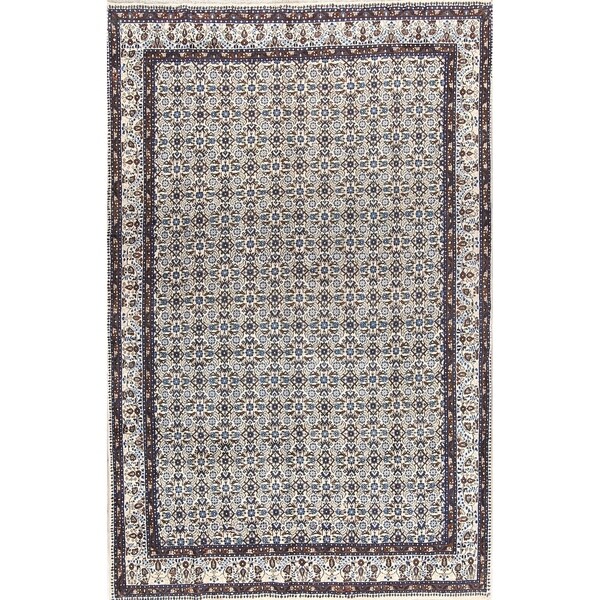 Handmade Wool Traditional Pattern Floral Mood Mashad Persian Area Rug - 10'9" x 7'0"