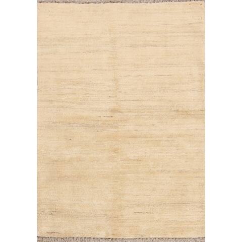 Handmade Thick Pile Ivory Gabbeh Zolanvari Shiraz Persian Area Rug - 4'8" x 3'5"